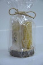 Lūpu Balzāms un svecīte uz koka palikņa (iesaiņots un gatavs dāvināšanai) - Image 2