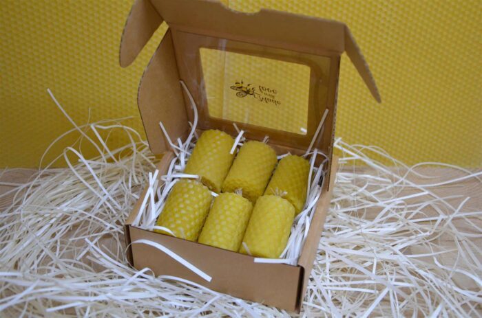 6 Tītas bišu vaska sveces iesaiņotas kastītē 5cm x 3cm. Perfekta Ziemassvētku dāvana - Image 4