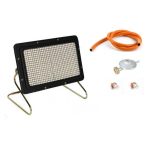 Infrasarkanais gāzes sildītājs 3.6 kW komplekts ar šļūteni, reduktoru un savienotājiem